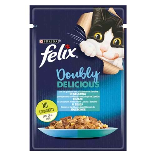 Felix Çifte Lezzet Somonlu Ve Sardalyalı Kedi Konservesi 85Gr