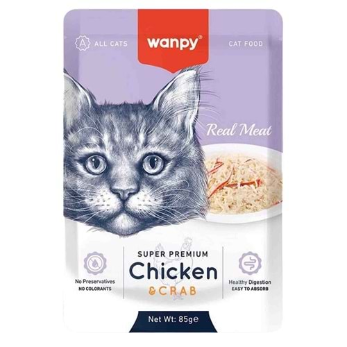 Wanpy Pouch Tavuklu & Yengeçli Yaş Kedi Maması 85 Gr