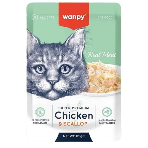 Wanpy Pouch Tavuklu & Deniz Taraklı Yaş Kedi Maması 85 Gr