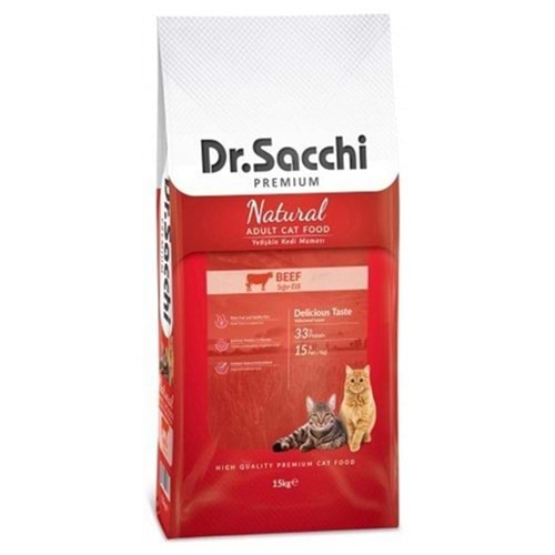 Dr. Sacchi Premium Natural Sığır Etli Yetişkin Kedi Maması 15Kg