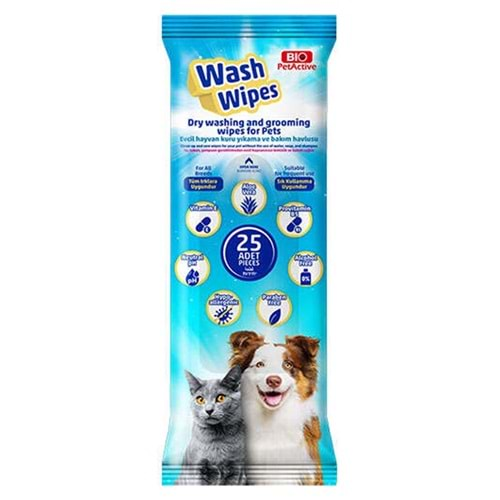 Bio Pet Active Wash Wipes Kuru Yıkama Ve Bakım Havlusu 25 Adet