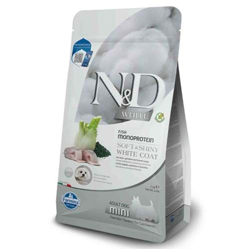 N&D White Levrek Rezene Ve Spirulina Küçük Irk Beyaz Yetişkin Köpek Maması 2 Kg.