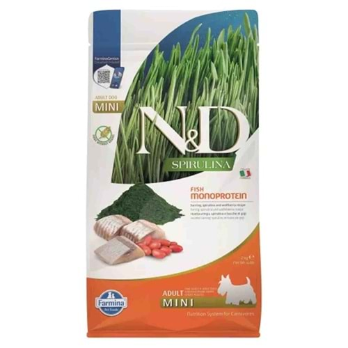 N&D Spirulina Ringa Balıklı Küçük Irk Tahılsız Yetişkin Köpek Maması 2Kg