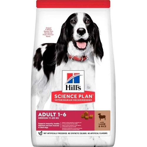 Hills Kuzu Eti Ve Pirinçli Orta Irk Yetişkin Köpek Maması 14Kg