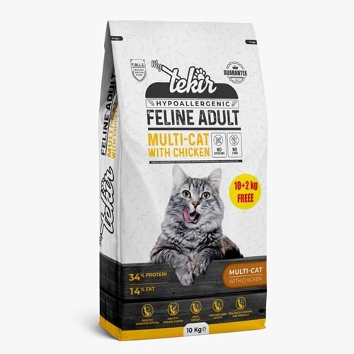 Tekir Yetişkin Kedi Maması Tavuklu 10+2 KG.