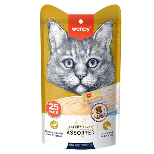 Wanpy Karışık 8 Lezzetli Krema Kedi Ödülü 25*14gr