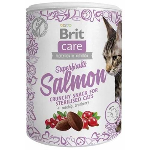 Brit Care Superfruits Somonlu ve Kızılcıklı Kıtır Kısırlaştırılmış Kedi Ödül Maması 100gr