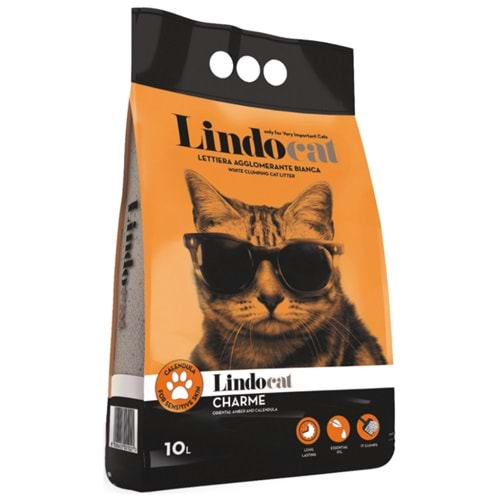 Lindocat Charme Kadife Çiçeği ve Amber Kokulu Topaklanan Kalın Taneli Bentonit Kedi Kumu 10 Litre