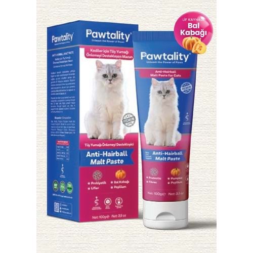 Pawtality Kediler Için Tüy Yumağı Önleyici Tüy Yumağı Karşıtı Malt Macun Psyllium Bal Kabaklı - 100gr