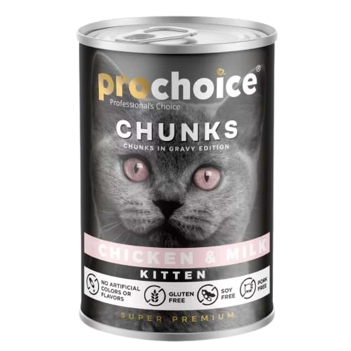 ProChoice Tavuklu ve Sütlü Gravy Soslu Yavru Kedi Konservesi 400gr