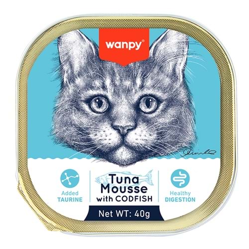 Wanpy Alutray Ezme Ton ve Morina Balıklı Kedi Konservesi 40gr