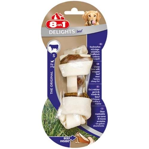 8in1 Delights Bones Köpekler için Biftekli Ödül Kemiği (S) 35gr