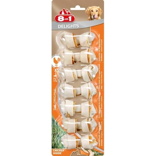 8in1 Delights Köpekler için Tavuklu Ödül Kemiği (XS) 7 Adet