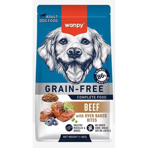 Wanpy Tahılsız Sığır Etli Yetişkin Köpek Maması 1,5 kg