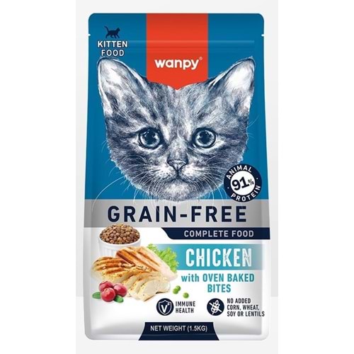 Wanpy Tahılsız Tavuklu Yavru Kedi Maması 1,5 kg