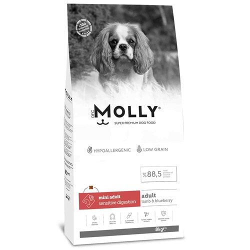 Molly Kuzulu ve Yabanmersinli Mini Irk Yetişkin Köpek Maması 8kg
