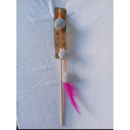 Catnipli 50 cm 3 lü peluş kedi oltası