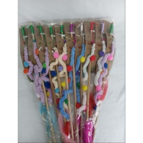 Peluş Ponponlu Kedi Oltası