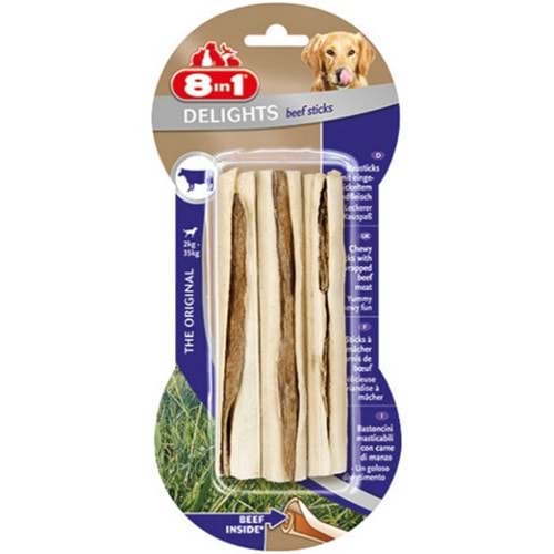 8in1 Delights Köpekler için Biftekli Ağız Bakım Çubuğu 3 Adet