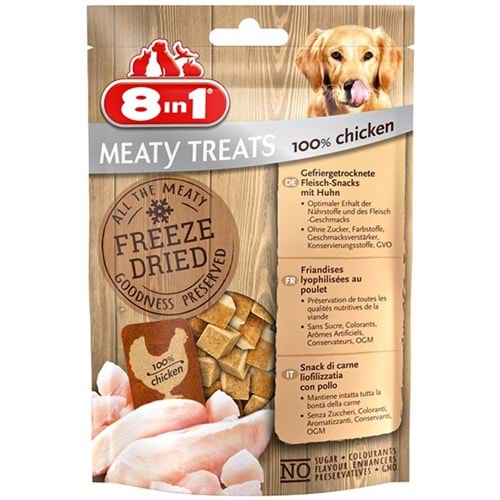 8in1 Meaty Treats Tavuklu Kurutulmuş Tahılsız Köpek Ödül Maması 50gr