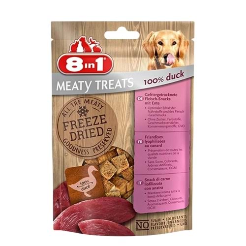 8in1 Meaty Treats Ördekli Kurutulmuş Tahılsız Köpek Ödül Maması 50gr