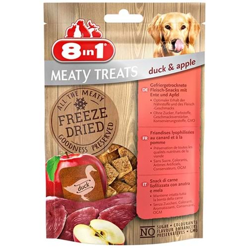 8in1 Meaty Treats Ördekli ve Elmalı Kurutulmuş Tahılsız Köpek Ödül Maması 50gr