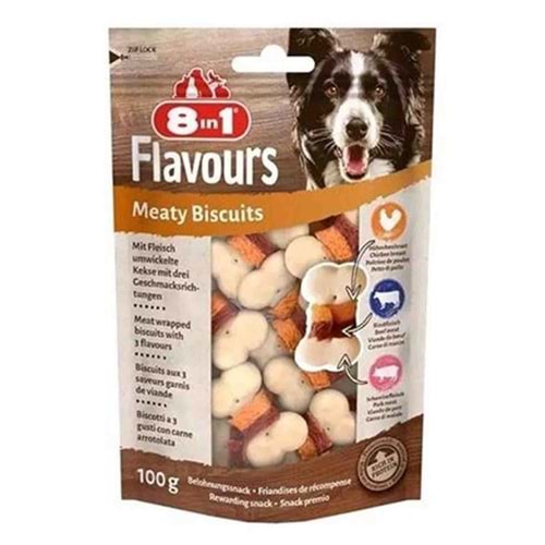 8in1 Flavours Meaty Biscuits Kıtır Köpek Ödülü 100gr