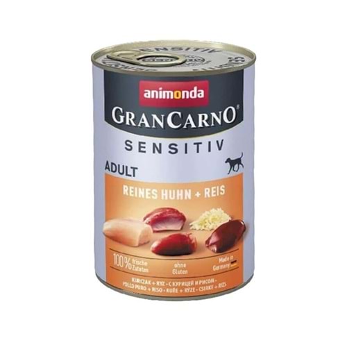 Animonda Gran Carno Sensitive Tavuklu Ve Pirinçli Yetişkin Köpek Konservesi 400 Gr