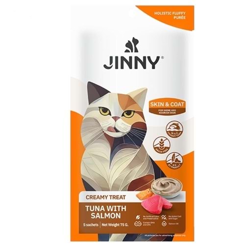 Jinny Creamy Ton Balıklı - Somonlu Kedi Sıvı Ödül Maması 5x15 gr