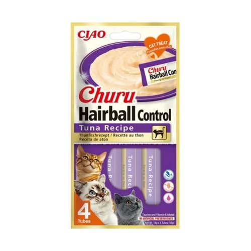 CIAO Churu Cream Hairball Tüy Yumağı Önleyici Ton Balıklı Sıvı Kedi Ödül Maması 4x14gr