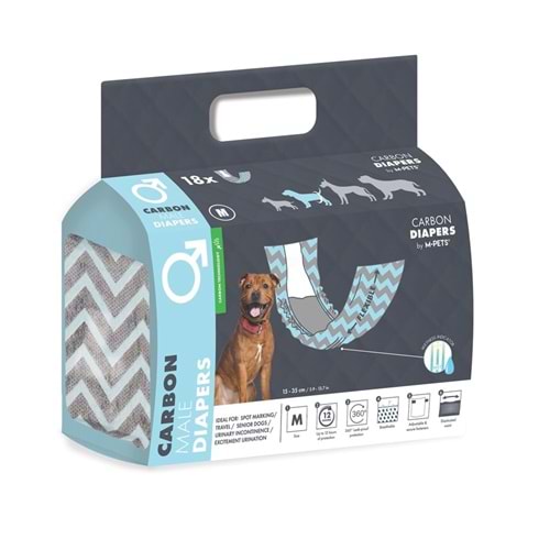 M-Pets Diapers Erkek Köpekler İçin M 18li Karbonlu Külot