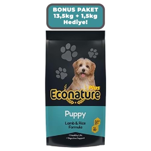 Econature Plus Kuzulu Yavru Köpek Maması 13,5kg + 1,5kg HEDİYE! Plus Kuzulu Yavru Köpek Maması 13,5kg + 1,5kg HEDİYE!