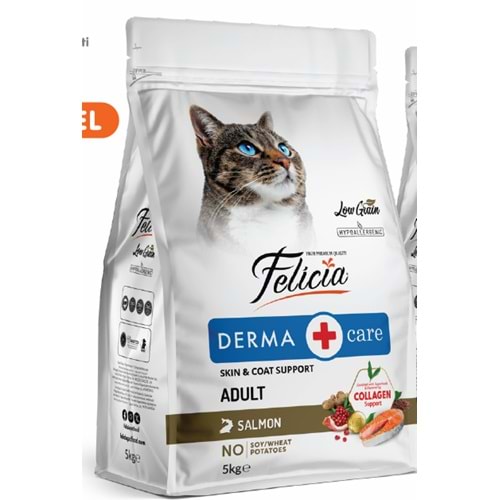 Felicia 5 Kg Kolajenli Somonlu Az Tahıllı Yetişkin Kedi Maması HypoAllergenic Kedi Maması