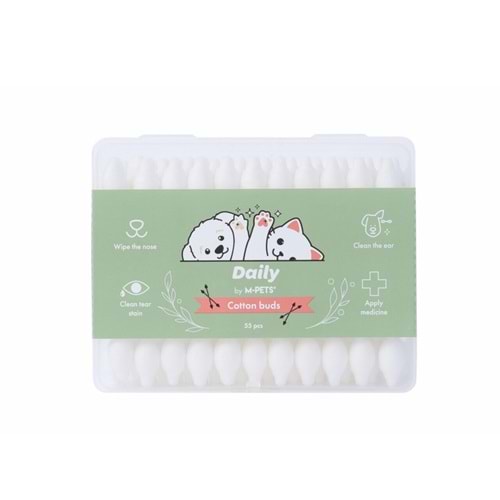 M-Pets Daily Kedi ve Köpekler için Kulak Burun Gözyaşı Temizleme Pamuğu (55'li)