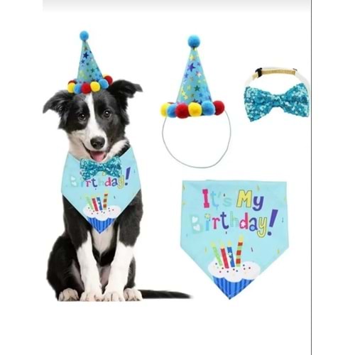 Kedi ve Köpekler İçin Doğum Günü Parti Seti ERKEK
