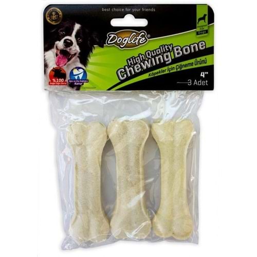 Doglife Beyaz Press Köpek Kemiği 10cm (3'lü)