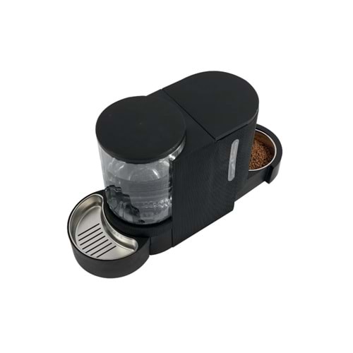 M-Pets Duplo Kedi ve Köpekler için Hazneli Mama ve Su Kabı 3000ml (Siyah)