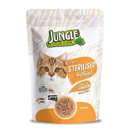 Jungle Pouch Kısır Kedi Tavuklu Tavuklu Soslu Yaş Mama