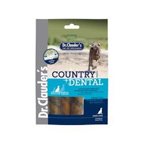 Dr.Clauder's Country Dental Snack Domuz ve Balık Derili Orta Irk Köpek Ödül Maması 120gr