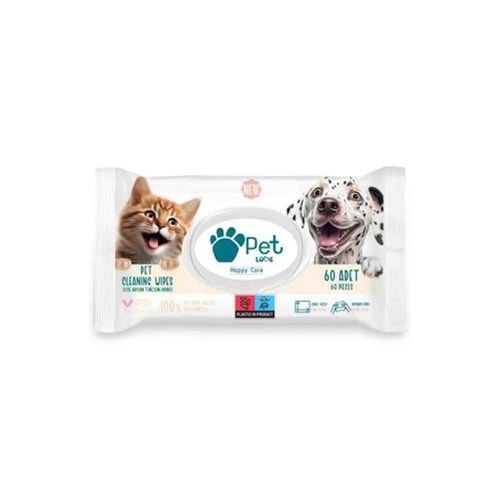 Pet Love Evcil Hayvan Temizleme Mendili 60lı