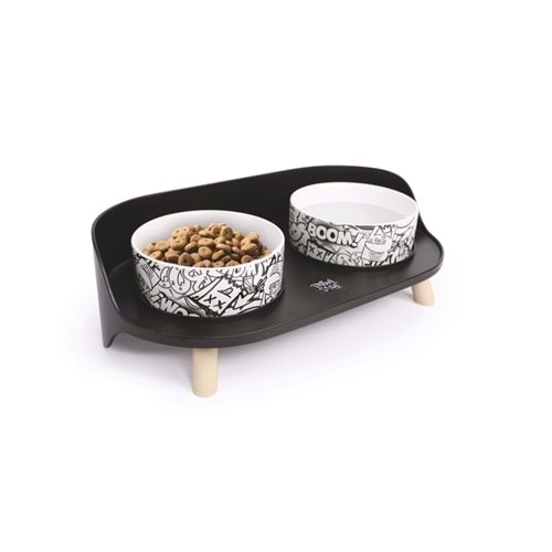 M-PETS ALTITUDE URBAN STYLE 2Lİ MAMA KABI STANDI BLACK&WHİTE