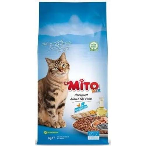 LaMito Mix Adult Cat Tavuklu ve Balıklı Renkli Taneli Yetişkin Kedi Maması 1 kg
