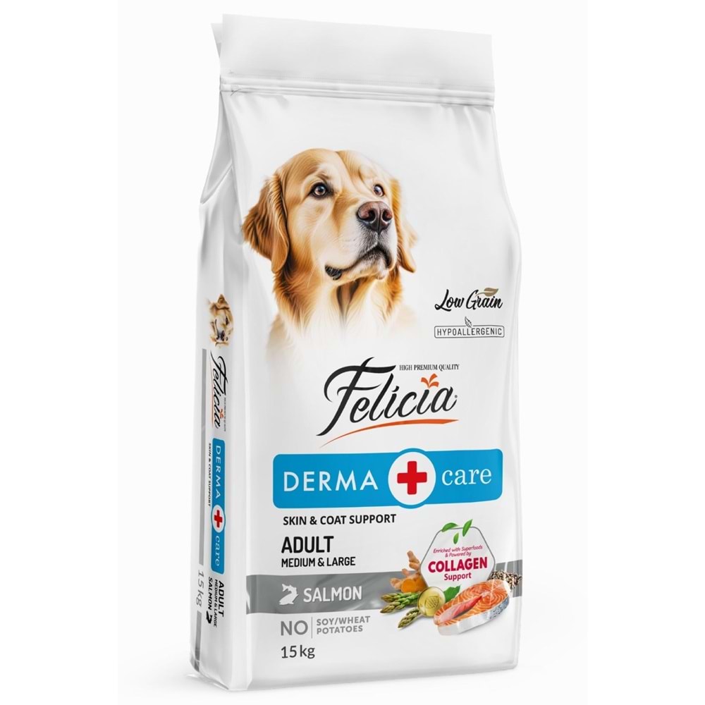 Felicia Düşük Tahıllı Hipoalerjenik Somonlu Orta Ve Büyük Irk Yetişkin Köpek Maması 15Kg