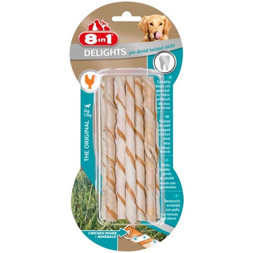 8in1 Delights Pro Dental Köpekler için Ağız Bakım Çubuğu 10 Adet 55GR