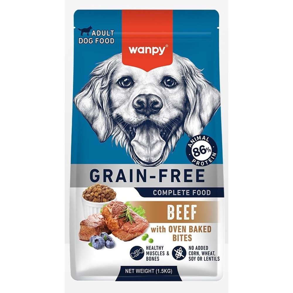 Wanpy Tahılsız Sığır Etli Yetişkin Köpek Maması 1,5 kg