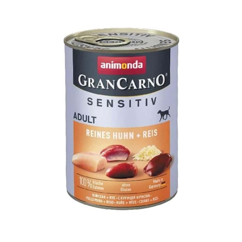 Animonda Gran Carno Sensitive Tavuklu Ve Pirinçli Yetişkin Köpek Konservesi 400 Gr