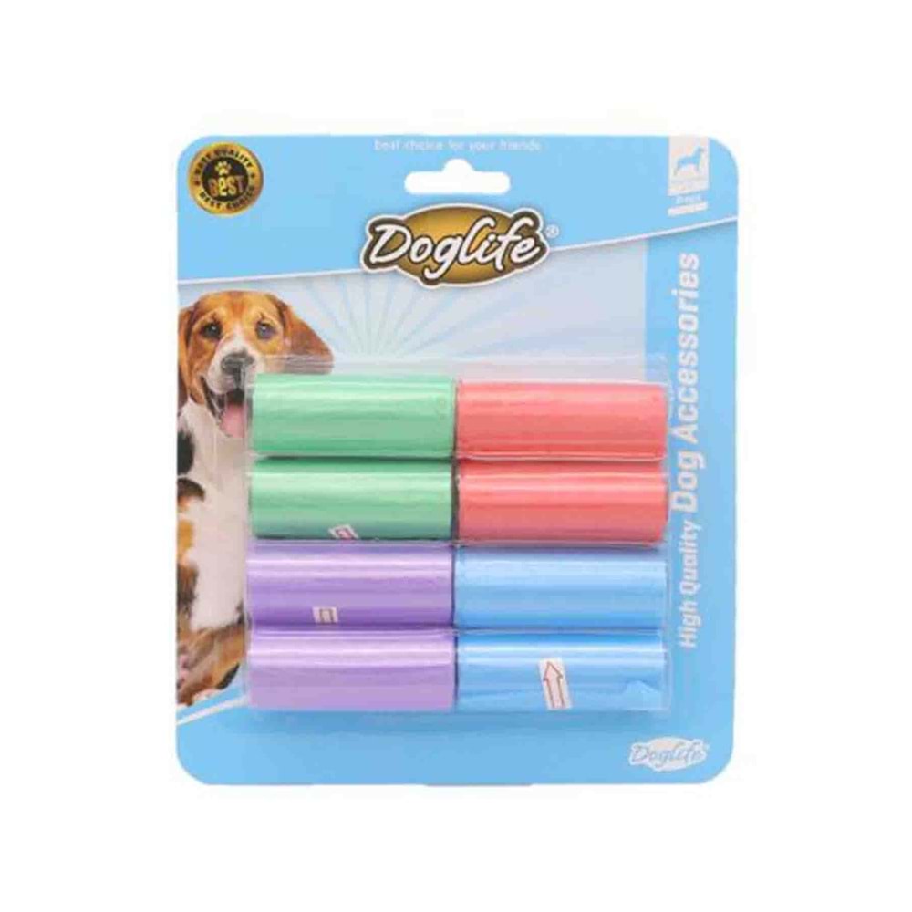 Doglife Renkli Dışkı Toplama Poşeti 8li
