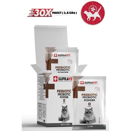 Supravet Toz Probiyotik + Prebiyotik Kedi Bağışıklık Sistemi Güçlendirici 1.5 GR. 1Adet