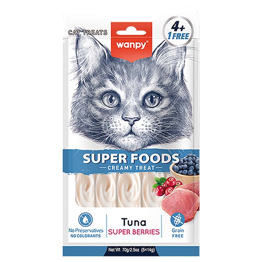 Wanpy Kedi Ödülü Ton Balıklı Yaban Mersini & Kızılcıklı 14 Gr X 5 Li