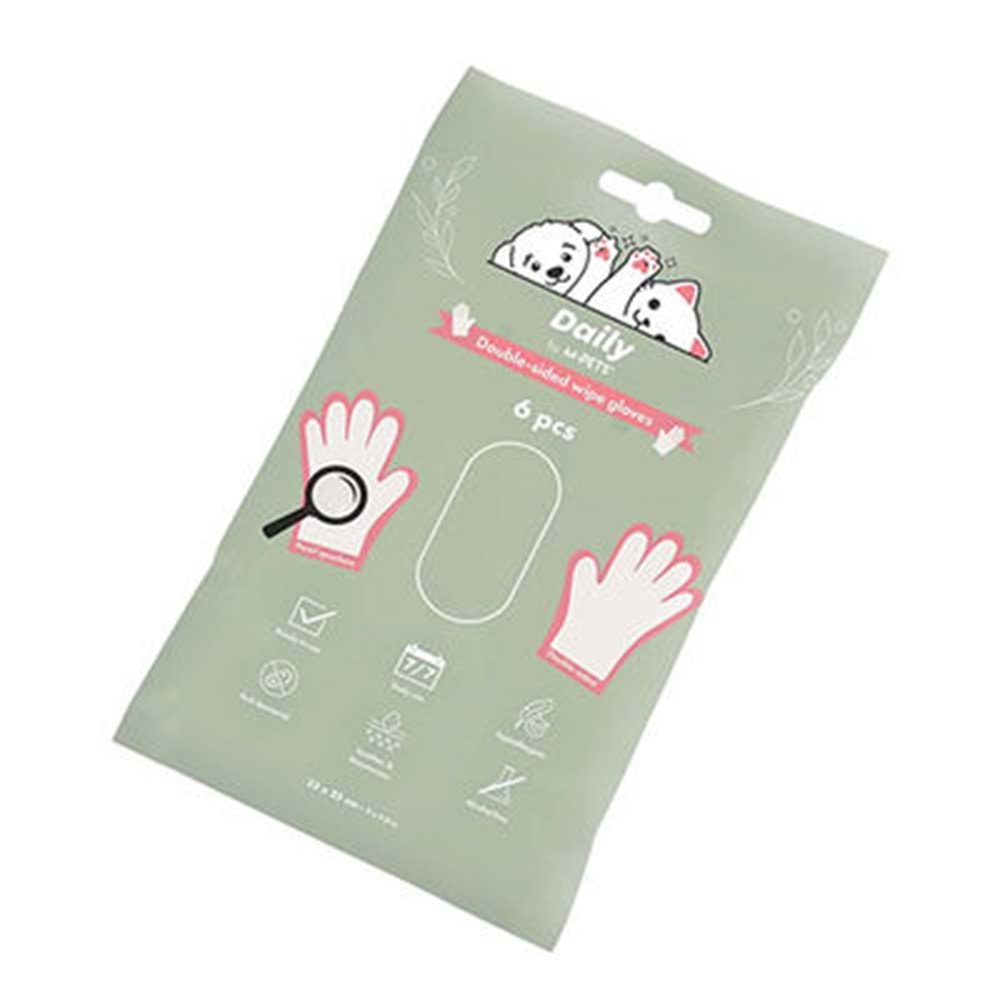 M-Pets Daily Çift Taraflı Günlük Temizlik Eldiveni 6'lı 23x25 Cm